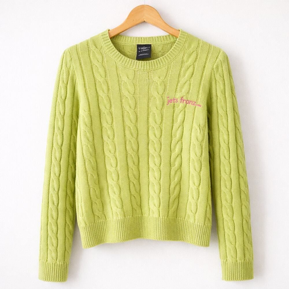 Let frans UO Urban Outfitters Green Cable Knit Pullover Crewneck Sweater S